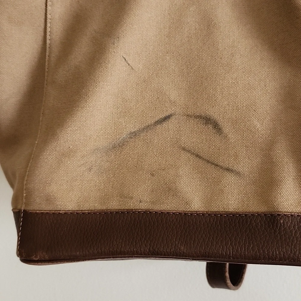Ellington Unisex Sling Assistant Backpack Khaki Canvas/Brown leather Trim